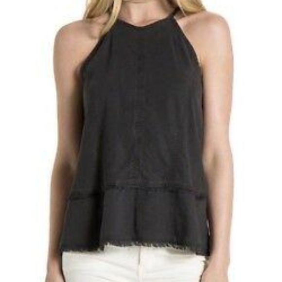 Anthropologie Tops - Anthropologie Chambray Fringed Hem Top